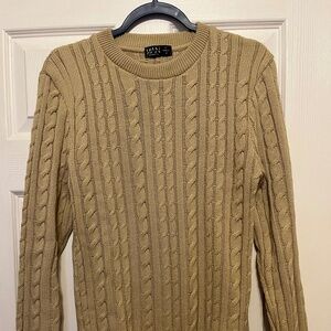 Mens Cableknit Sweater, Brown, M